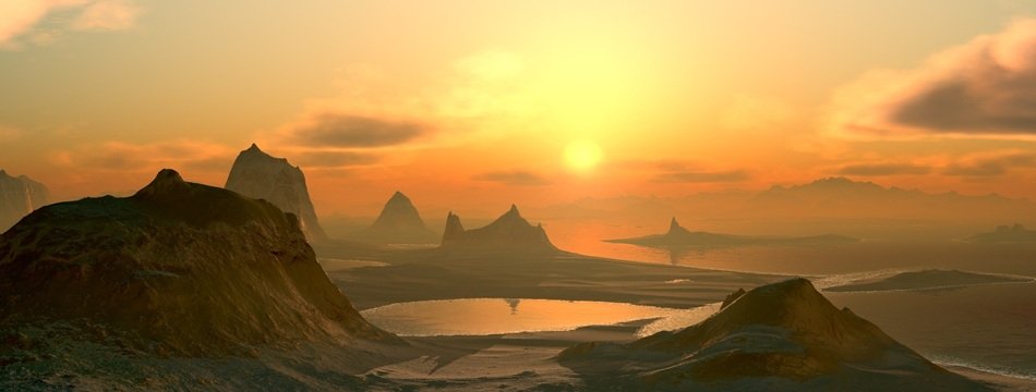 Landscape of the Mountains at the sunset
