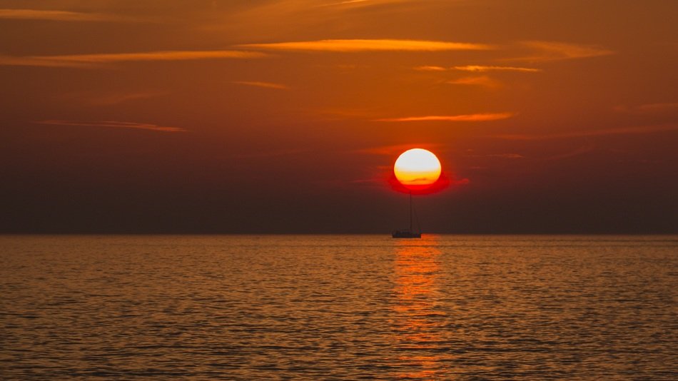 beautiful red sunset in croatia