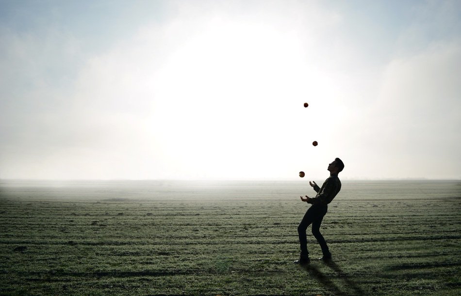 juggler silhouette on the field