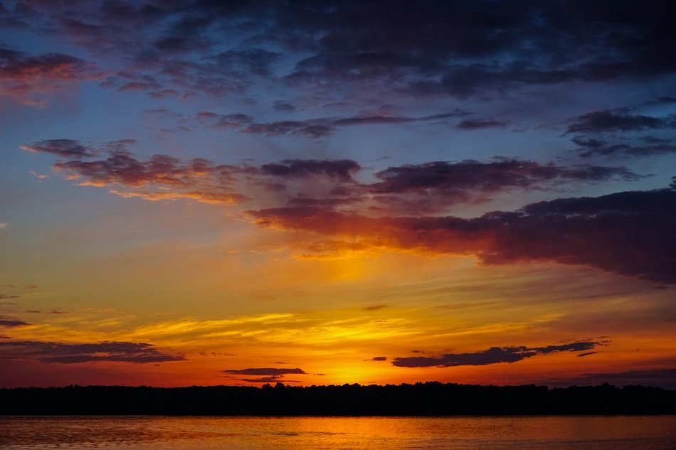 Sunset Lake Landscape Colorful