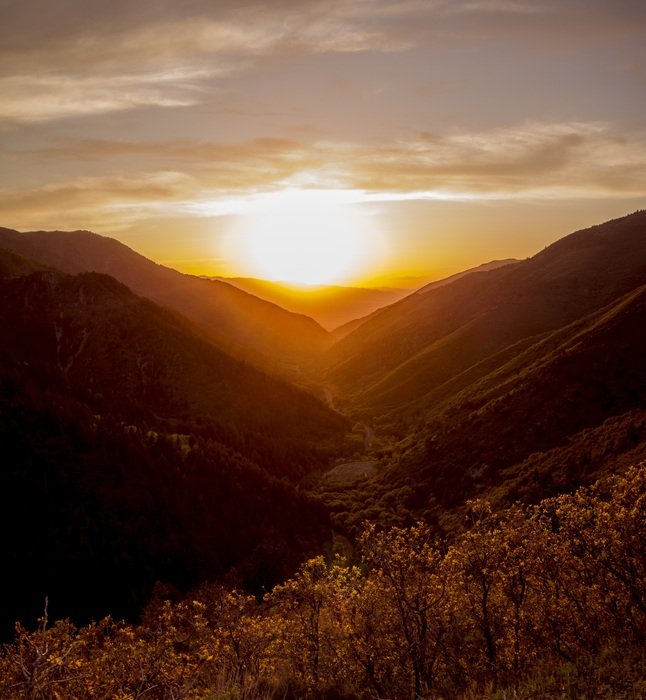 beautiful golden Sunset at Mountains