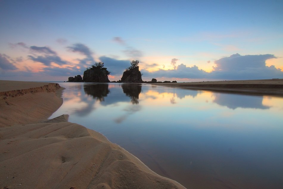 Landscape with the sunrise in the morning