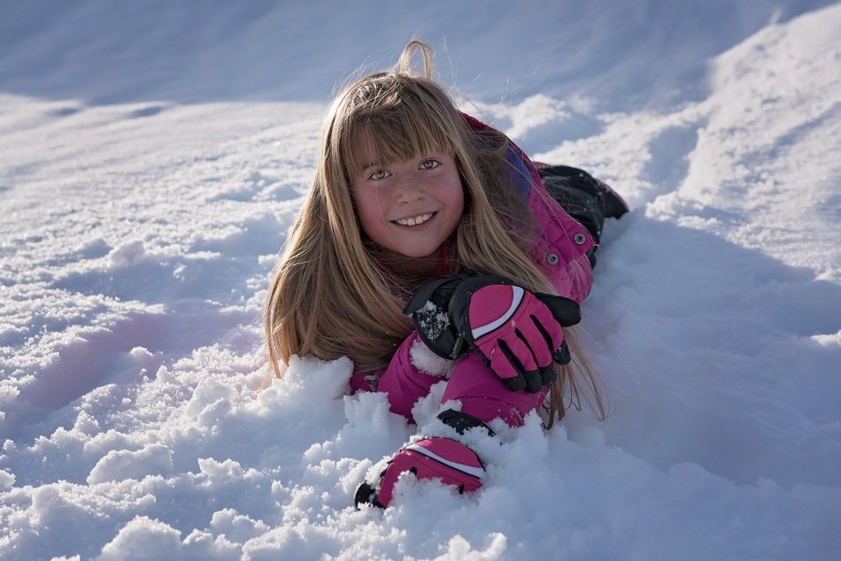 portrait of happy girl in the snow