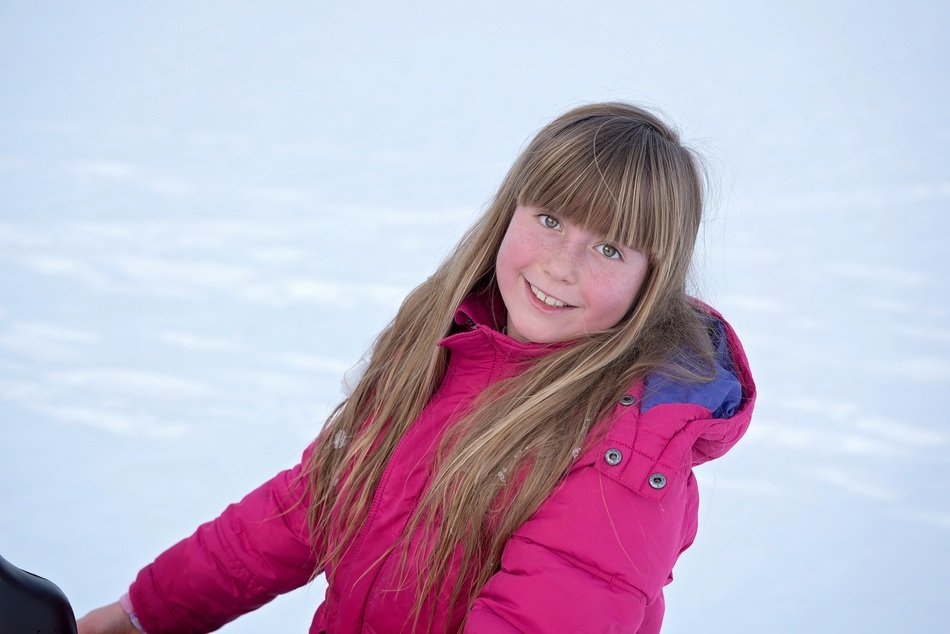 Girl on the fresh air in winter