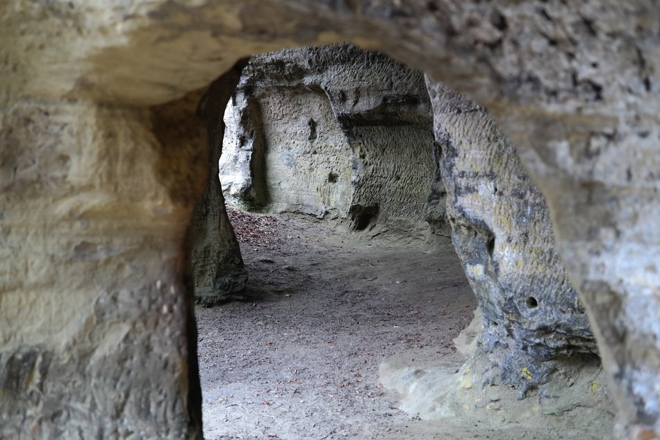 passage in a stone cave