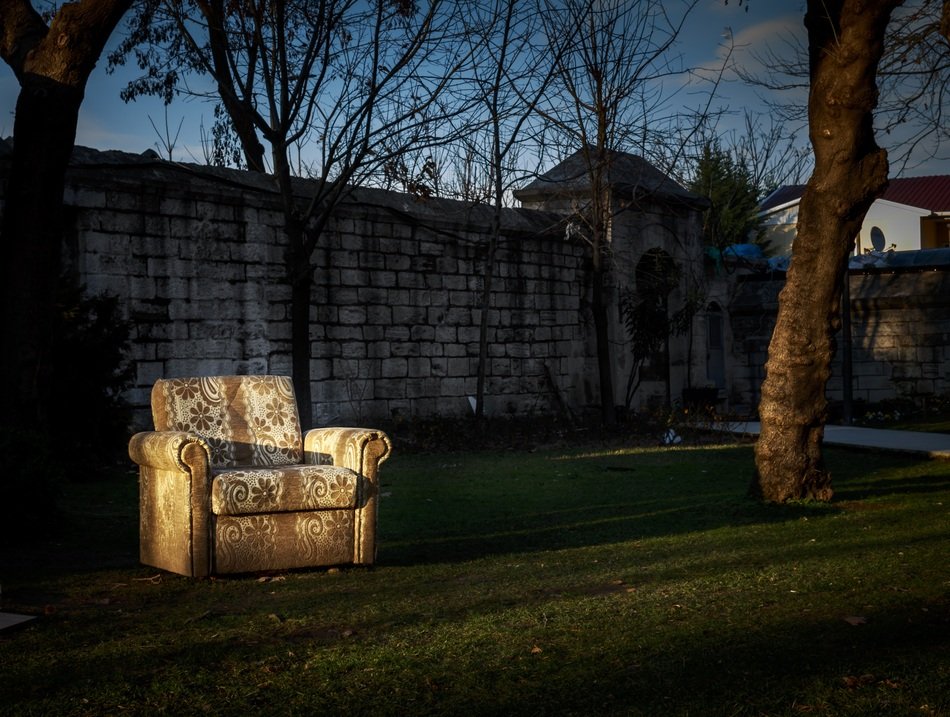 chair in the park on green grass