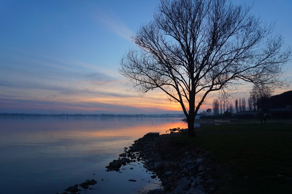 beautiful lake at sunset
