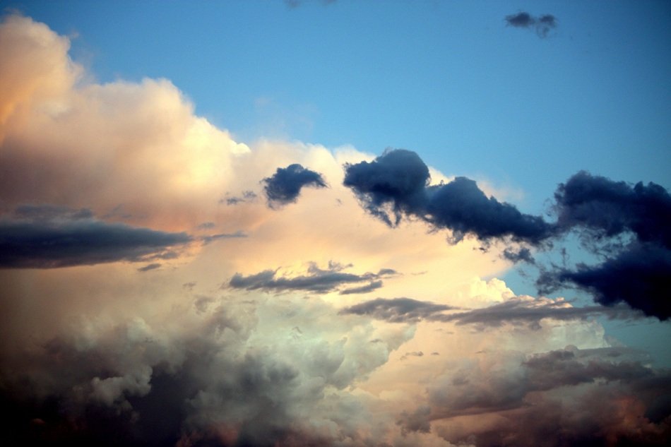 peaceful evening sky with sunset afterglow