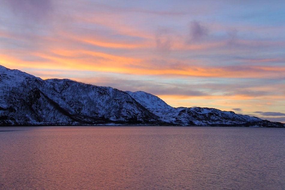 Sunset on the landscape in Scandinavia