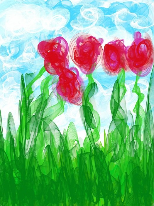 abstract drawing of tulips