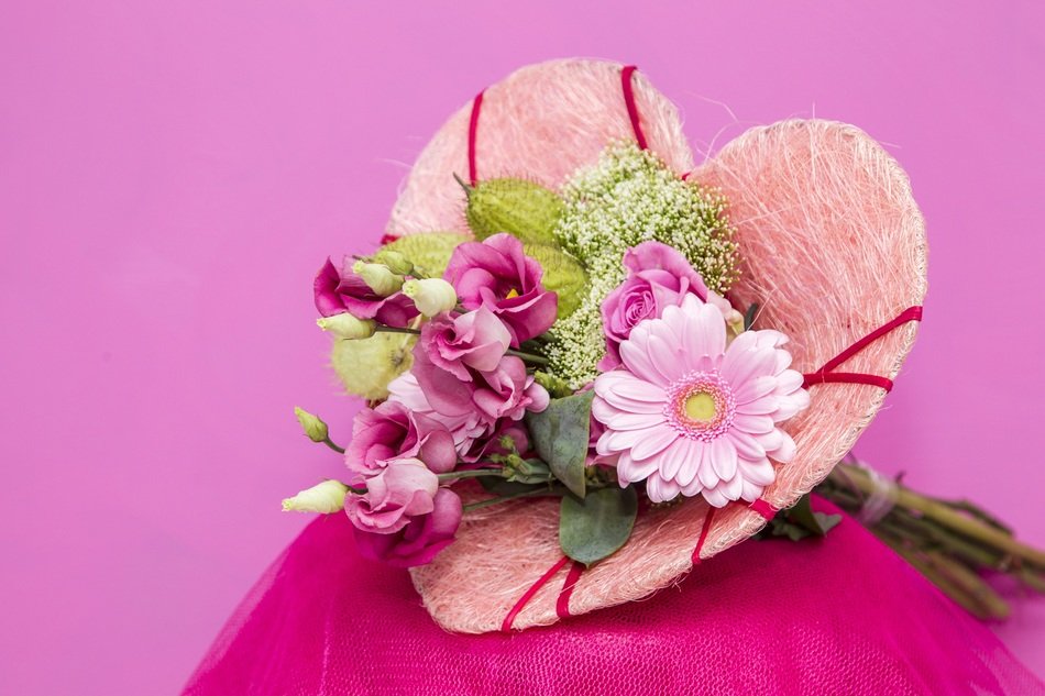 bouquet on a pink background