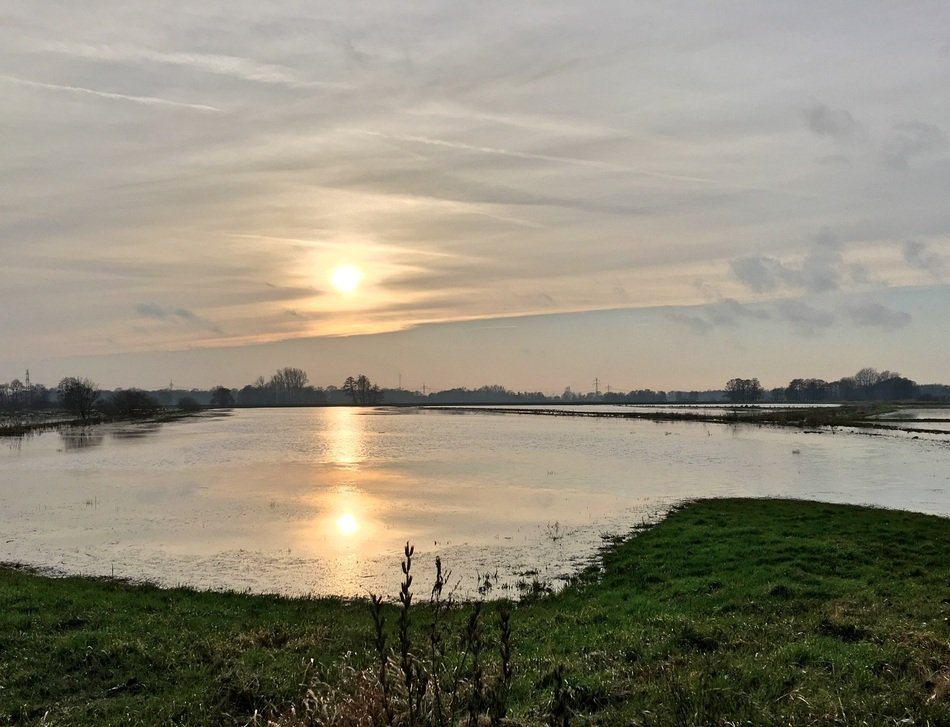 sunset over the flood
