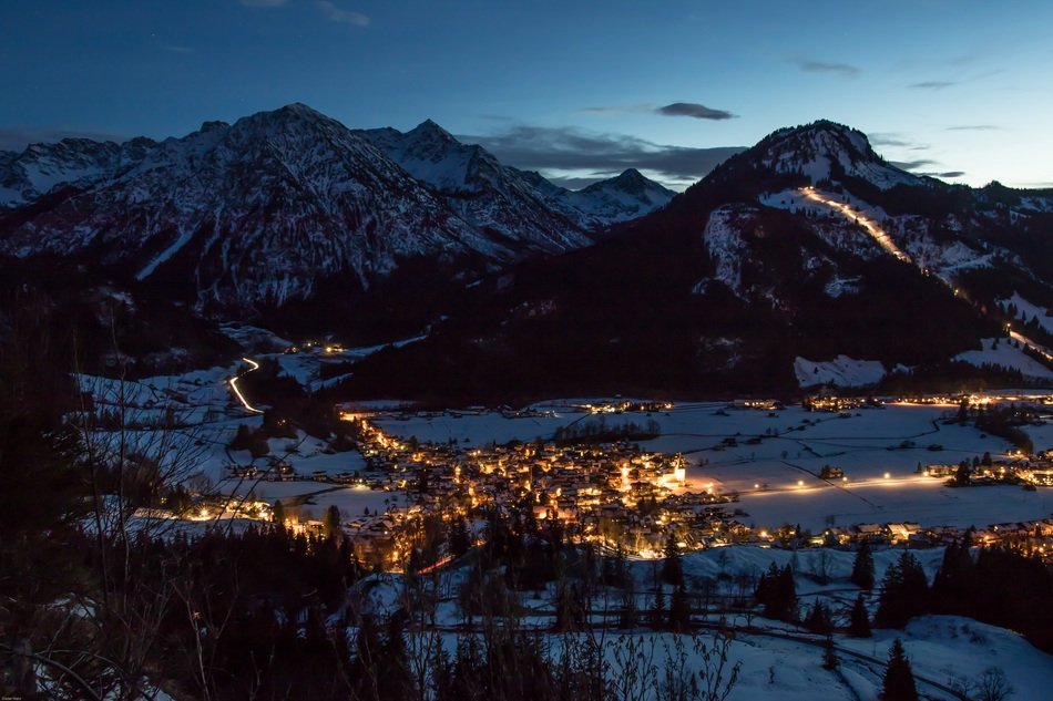 panorama of the night Hindelang