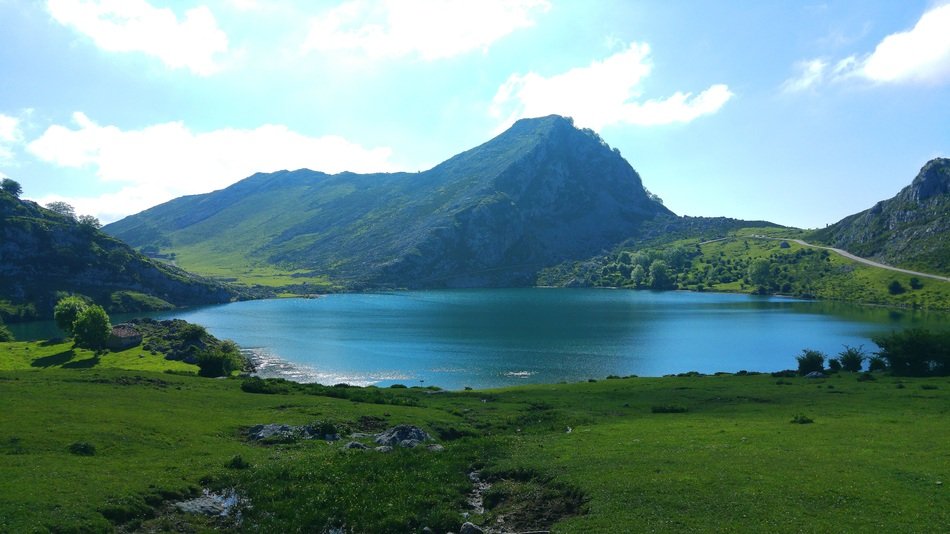 panorama of the lake at the foot of the mountain