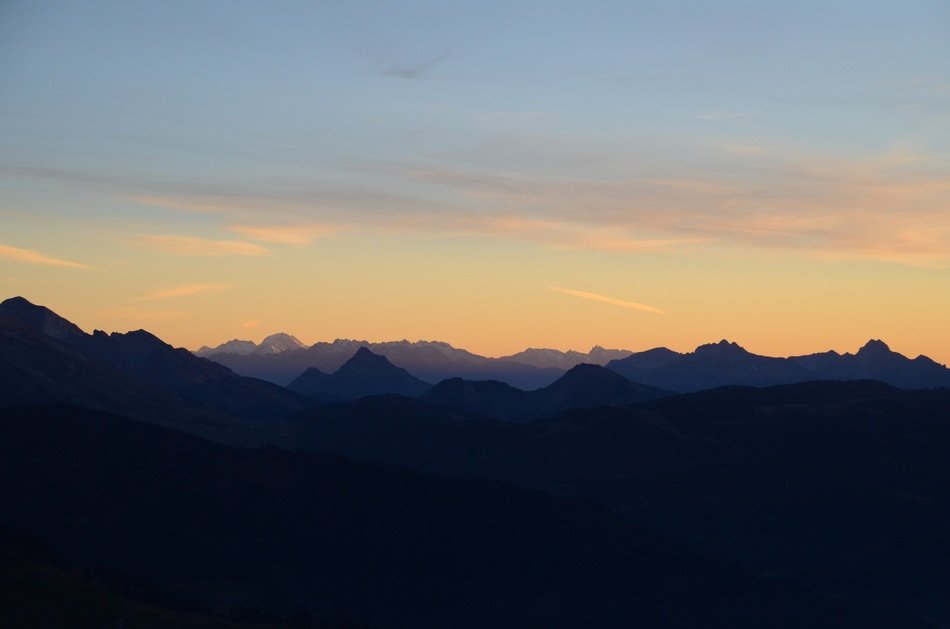 sunset over the massif de Aravis in France