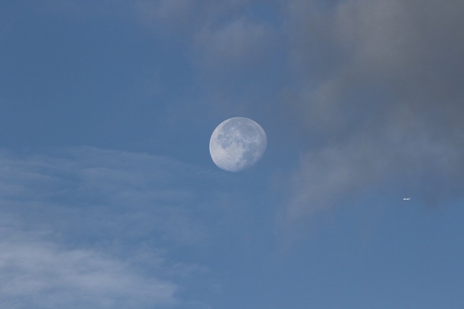white moon in the sky