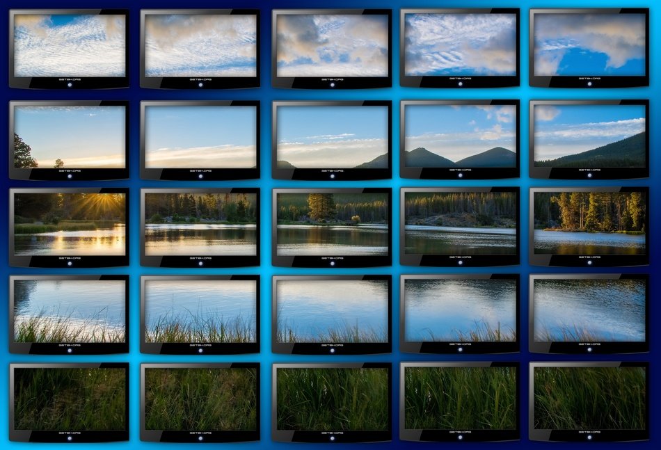 scenic landscape on the monitors