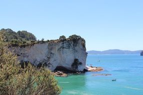 panorama of a white rock off the turquoise coast