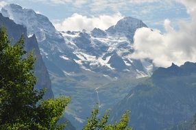 panorama of jungfraujoch in the clouds in switzerland