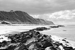 black and white image of the Norwegian coast