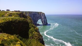 beautiful landscape of the mountain coast in Etretat