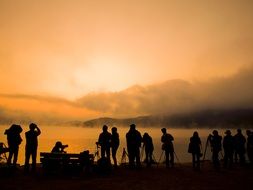 People Silhouette Sunrise view