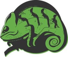 Clipart of an evil green chameleon