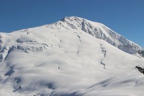 snow on the top of the Alpine mountains