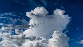 closeup photo of white big clouds in the dark blue sky