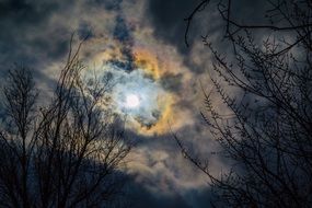 mystic moon in the stormy sky