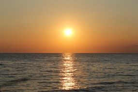 Colorful sunset on the horizon above the waters of croatia