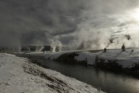 winter landscape of yellowstone national park