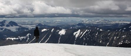tourist on the Kungsleden in the Swedish mountains