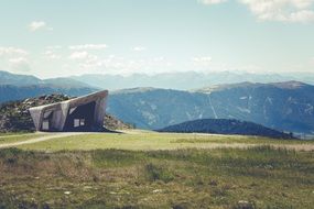 panorama of a mountain range in the haze in South Tyrol