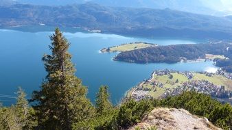 Alpine Mountains near walchensee Lake at Sunny day, germany