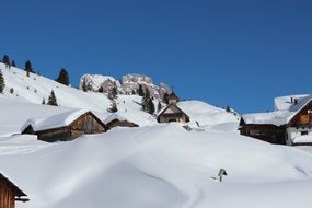Houses in the snow In Italy