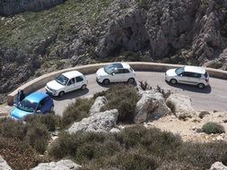 crowded road in mountains of Mallorca