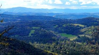 view from the mountain to the green forest