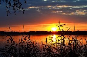 idyllic evening on the lake