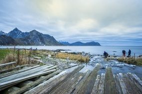 fishermen on the coast of the northern islands