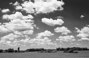 black and white picture of rural field