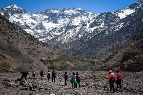 People Mountain Hiking Morocco