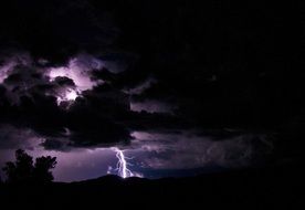 lightning and thunderstorm at night