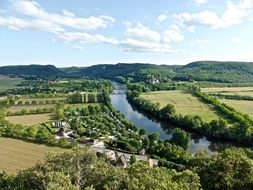 panorama of a quiet river in Dordogne