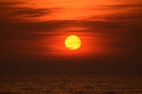 bright romantic sunset over the sea