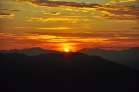 sunrise at the top of the mountains