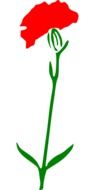 clipart of red carnation flower with green leaves