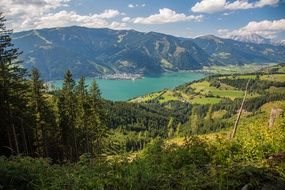 beautiful Lake at green Mountains, austria, Zell Am See