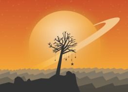 graphic image of a surrealistic planet