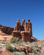 The Three Gossips rock formation in Arches National Park, usa, utah